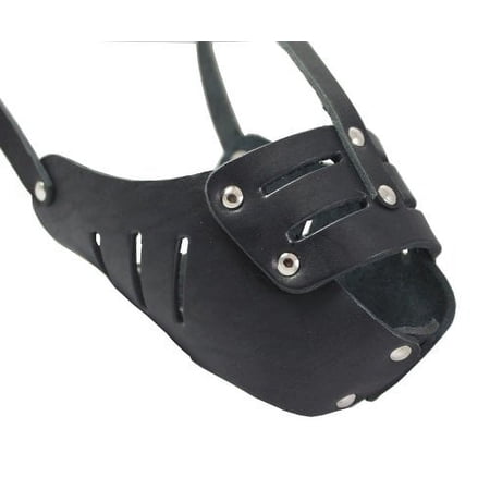 Real Leather Cage Basket Secure Dog Muzzle #118 Black (Circumference 11.8", Snout Length 3.5")