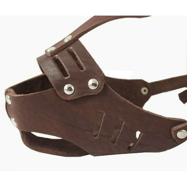 Real Leather Cage Basket Secure Dog Muzzle #119 Brown - Poodle, Spaniel (Circumference 9.5", Snout Length 2.5")
