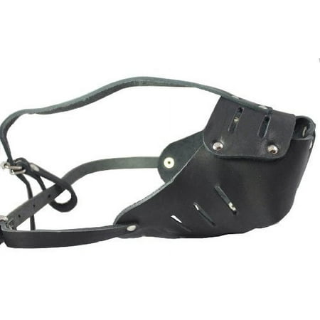 Real Leather Cage Basket Secure Dog Muzzle #130 Black - Rottweiler, Boxer (Circumference 13.5", Snout Length 3.5")
