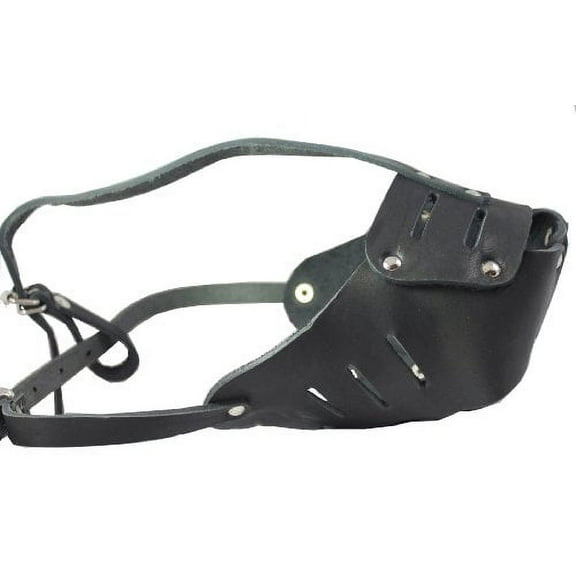 Real Leather Cage Basket Secure Dog Muzzle #130 Black - Rottweiler, Boxer (Circumference 13.5", Snout Length 3.5")