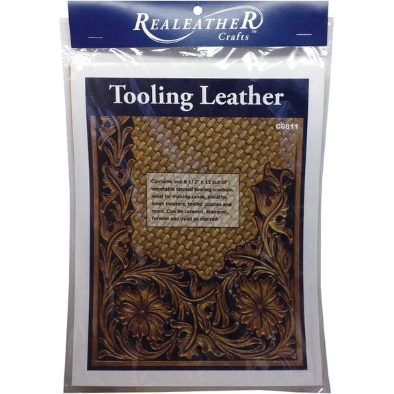 Real Leather Crafts C0811 05 Midweight Tooling Leather Piece, 8.5"x11", Natural