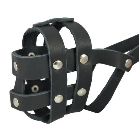 Real Leather Dog Basket Muzzle #0 Black - Spaniel, Poodle, Schnauzer (Circumference 8.5", Snout Length 2")