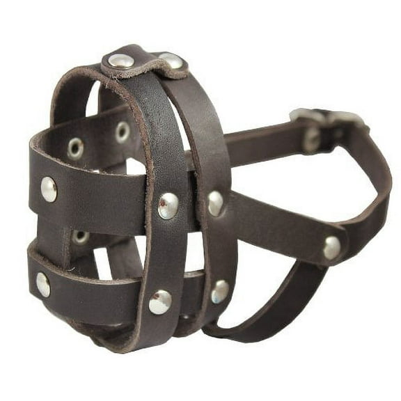 Real Leather Dog Basket Muzzle #0 Brown - Spaniel, Poodle, Schnauzer (Circumference 8.5", Snout Length 2")