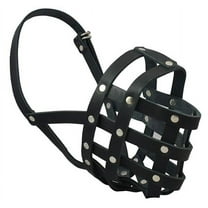 Real Leather Dog Basket Muzzle #112 Black (Circumference 13", Snout Length 3") Bulldog, Boxer
