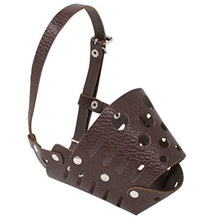 Real Leather Dog Cage Basket Muzzle Brown Small Breeds (Circumf. 9.5"; Snout 3.25")