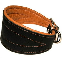 Real Leather Extra Wide Padded Tapered Dog Collar Glossy Black Greyhound Saluki Deerhound Lurcher Whippet Dachshund (10"-11.25" Neck; 2" Wide, Toffee)