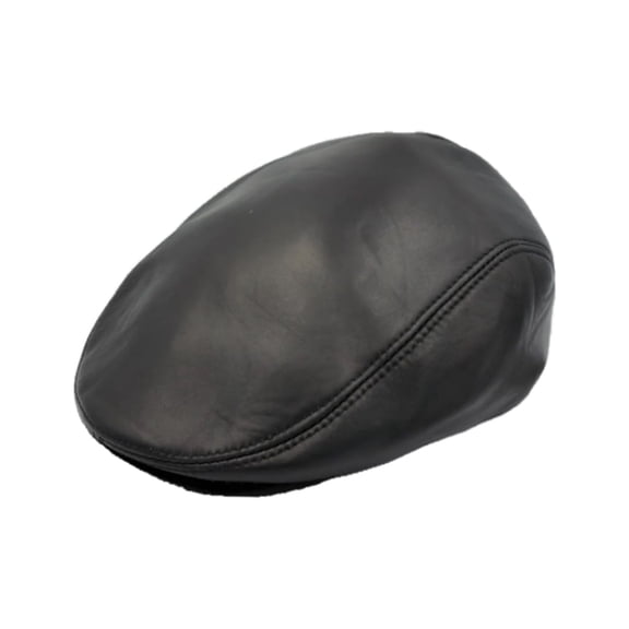 Real Leather Gatsby Cap Mens Newsboy Ivy Hat Golf Driving Flat Cabbie (as1, Alpha, x_l, Black)