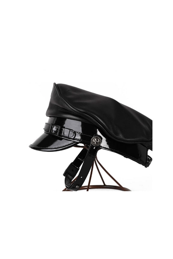 Real Leather Hat Men Male Germany Officer Visor Cap Locomotive Retro German Hat Cortical ,Beautiful Craftsmanship