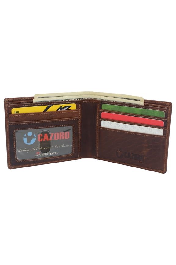 Real Leather Mens Slim Bifold Wallet RFID Blocking Front Pocket Wallets for Men