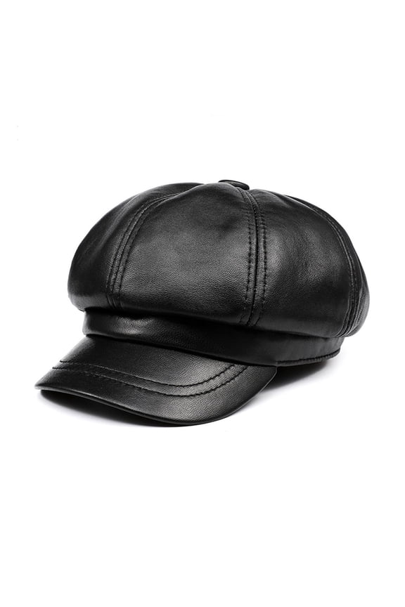 Real Leather Newsboy Cap Women Solid Baker Boy Cap Red Black Blue Pink Vintage Brand Ladies Winter Octagonal Cap ,Soft Feel