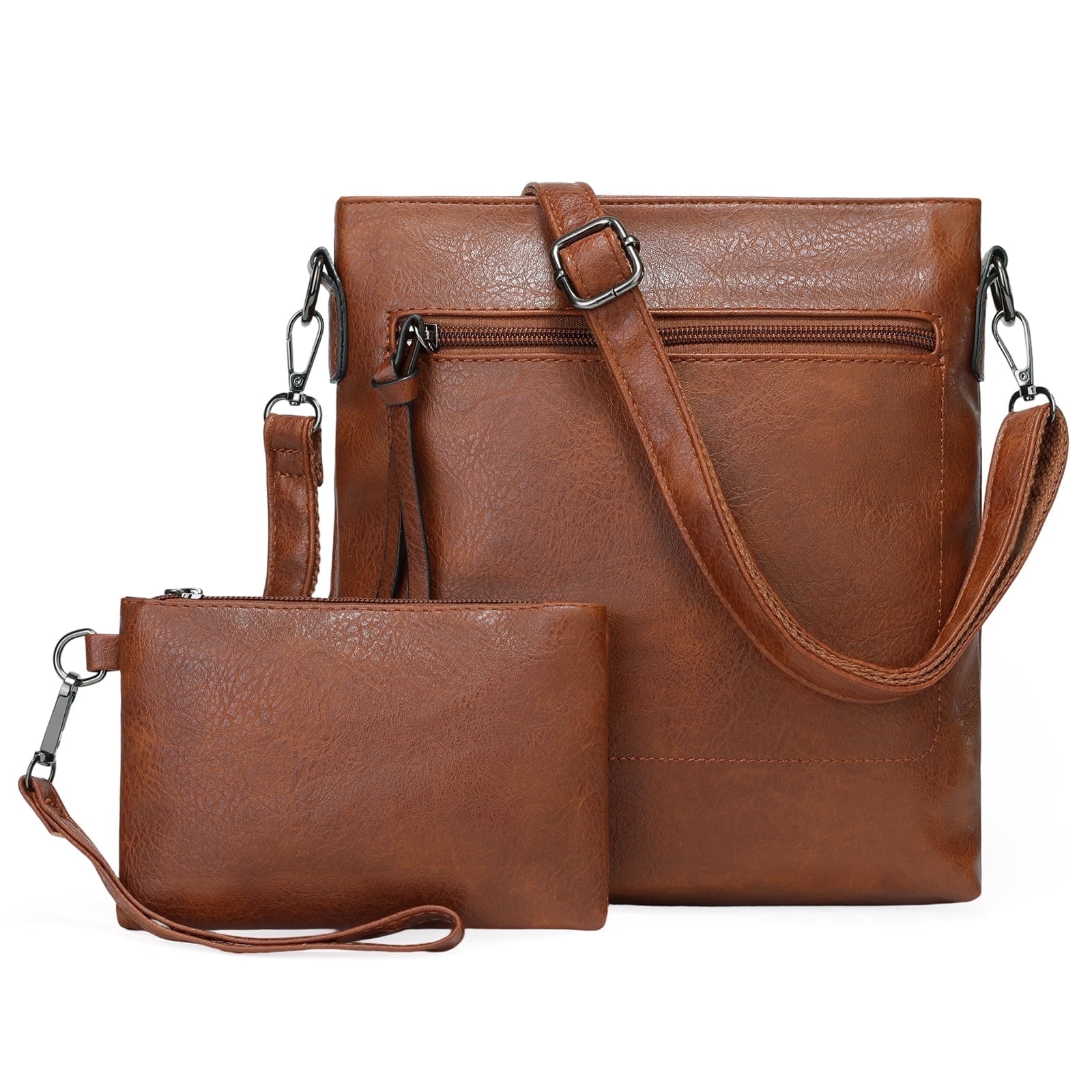 SENDEFN Real Leather Purse for Women Crossbody Bag Travel Shoulder Handbag Vintage Tassel Zipper