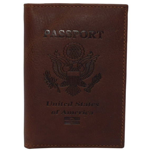 Real Leather RFID Blocking Travel Passport Holder with Vaccine Card Slot