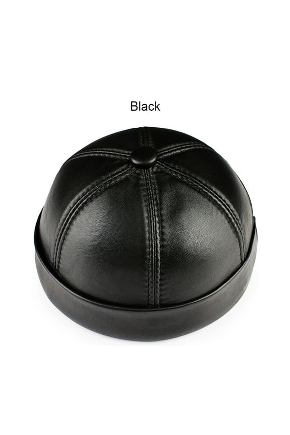 Real Leather Retro Hat Casual Landlord Chinese-Style Hat Sheepskin Cap Thin Round Caps Fashion Winter And Autumn Luxury Hats ,Soft Touch