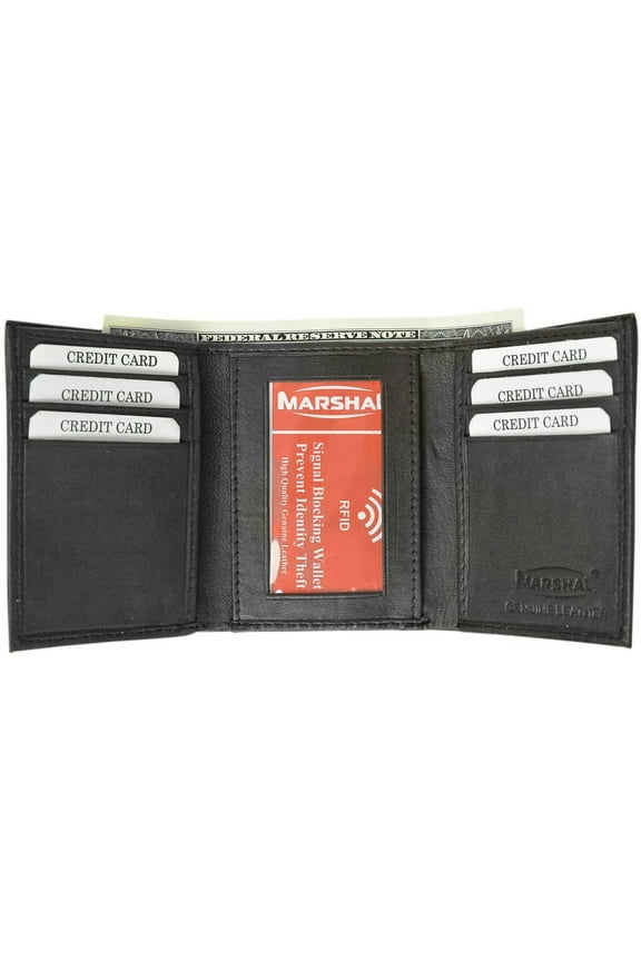 Real Leather Slim Wallets For Men Trifold Mens Wallet W/ ID Window RFID Blocking