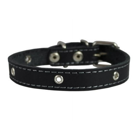 Real Leather Studded Dog Collar 15"x5/8" Black Fits 10.5"-13.5" Neck