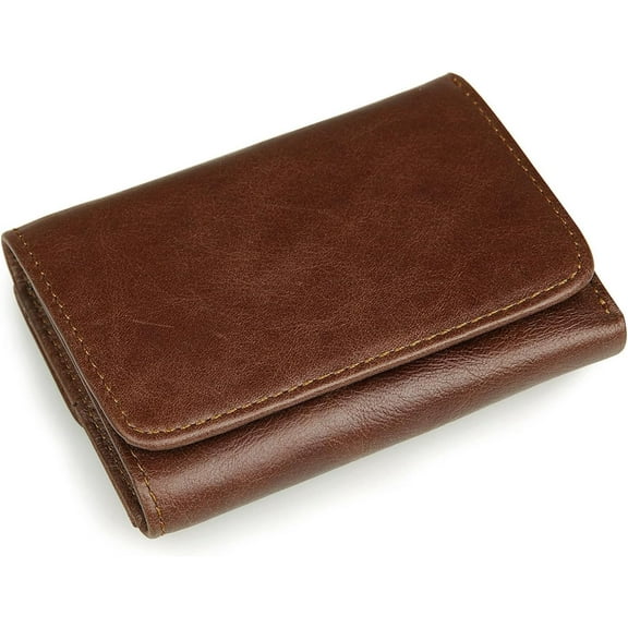 Real Leather Trifold Wallet for Men Rfid Blocking Slim Credit Card Holder ID Windows Gift For Men(brown)
