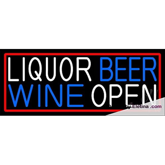 Real Led Neon Light Sign Liquor Beer Wine Open With Red Border Led Handmade Led Tube For Man Cave Wall Decor