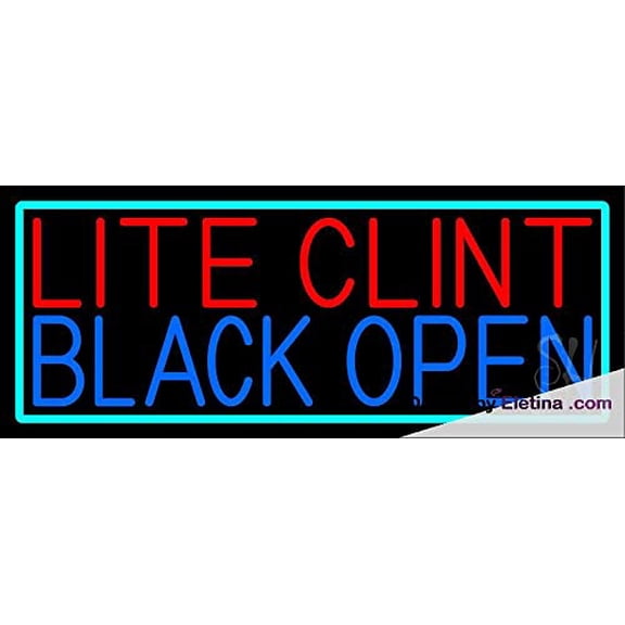 Real Led Neon Light Sign Lite Clint Black Open With Turquoise Border Led Handmade Led Tube For Man Cave Wall Decor