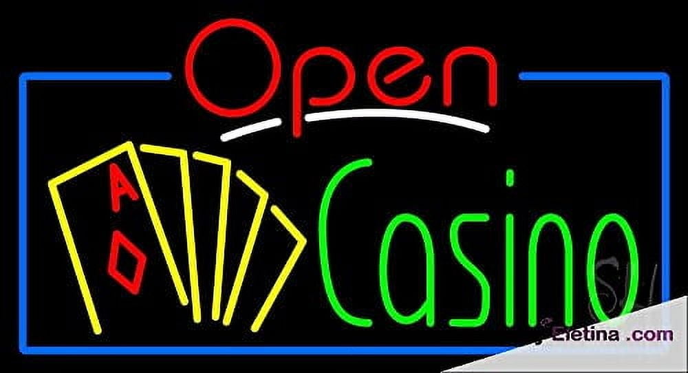 Real Led Neon Light Sign Open Casino With Cards Led Handmade Led Tube For Man Cave Wall Decor