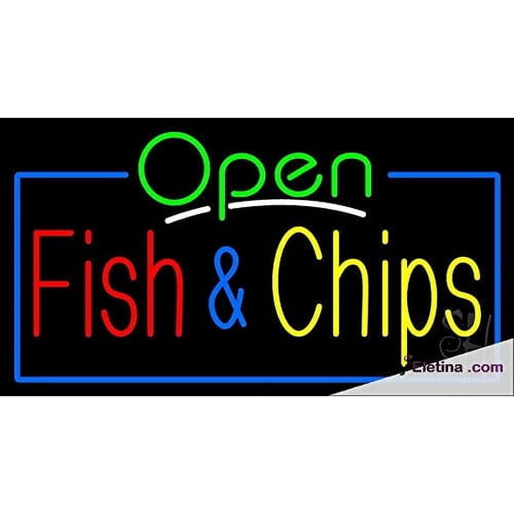 Real Led Neon Light Sign Open Fish And Chips Led Handmade Led Tube For Man Cave Wall Decor