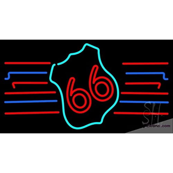 Real Led Neon Light Sign Red 66 Route Led Handmade Led Tube For Man Cave Wall Decor