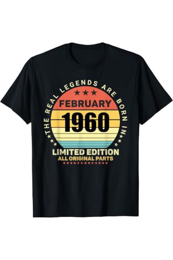 Real Legends Born In February 1960 Retro Birthday T-Shirt