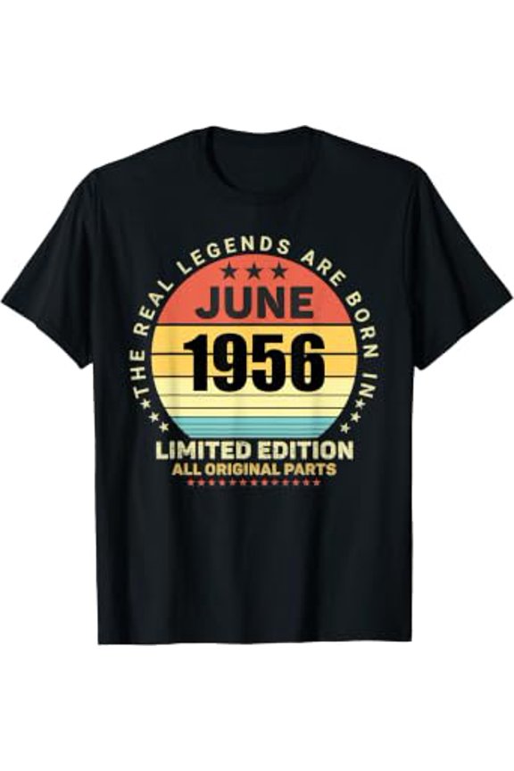 Real Legends Born In June 1956 Retro Birthday T-Shirt