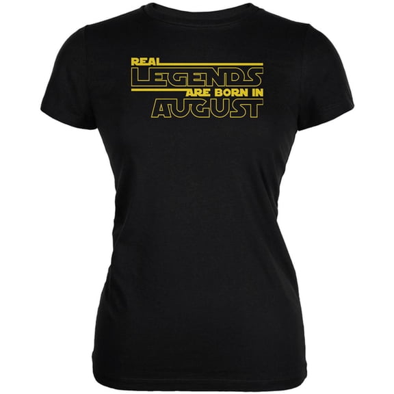 Real Legends are Born in August Juniors Soft T Shirt Black X-LG