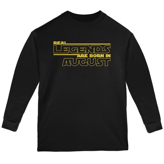 Real Legends are Born in August Youth Long Sleeve T Shirt Black YXL