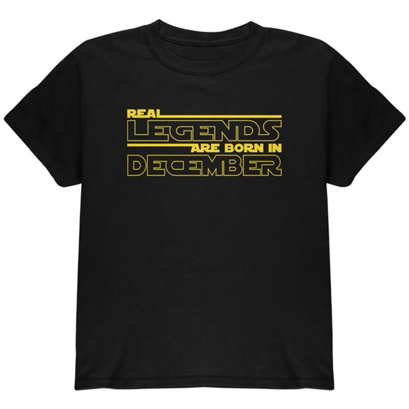 Real Legends are Born in December Youth T Shirt Black YLG
