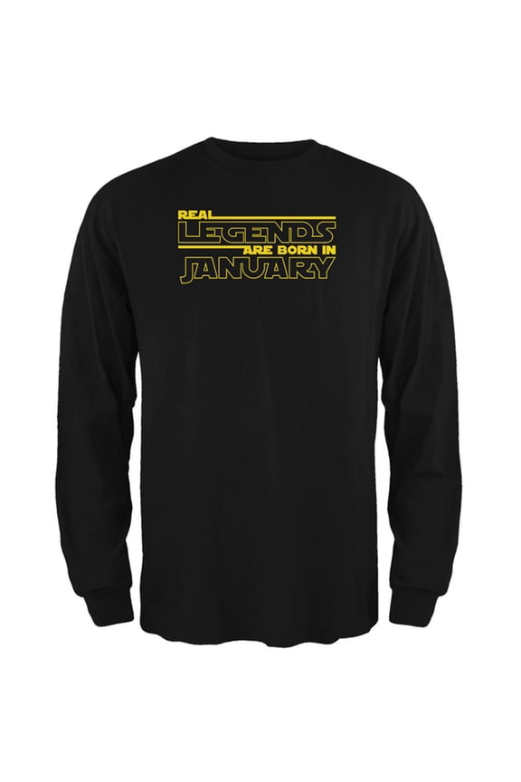 Real Legends are Born in January Mens Long Sleeve T Shirt Black X-LG