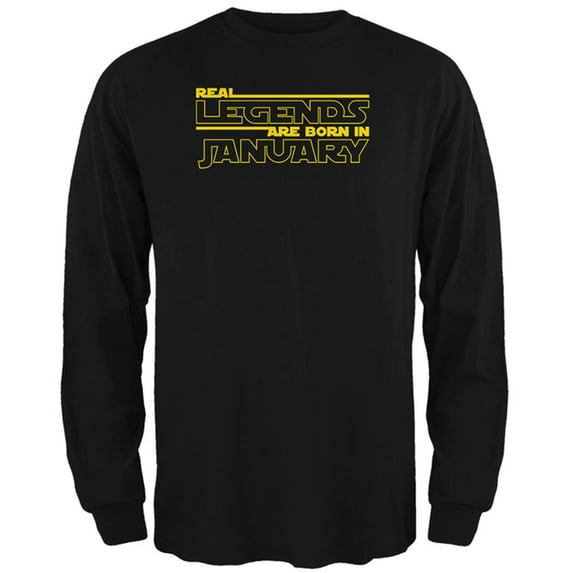 Real Legends are Born in January Mens Long Sleeve T Shirt Black X-LG