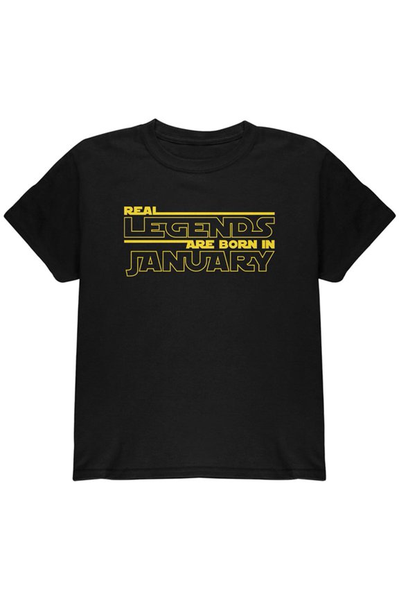 Real Legends are Born in January Youth T Shirt Black YSM