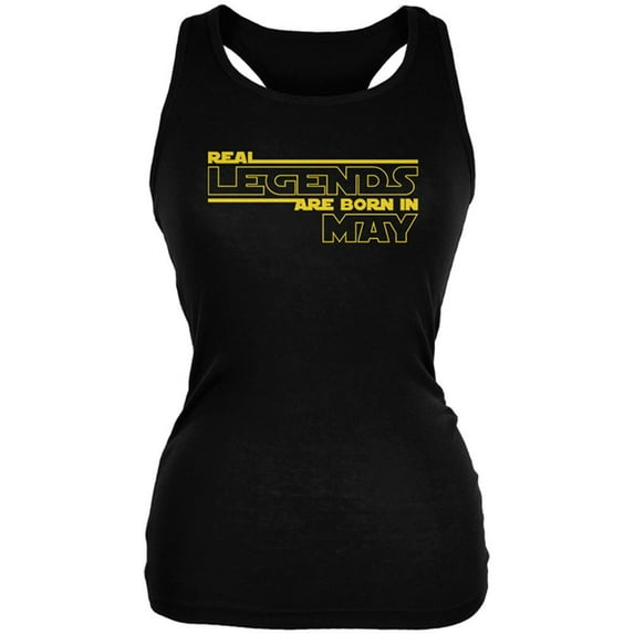 Real Legends are Born in May Juniors Soft Tank Top Black X-LG