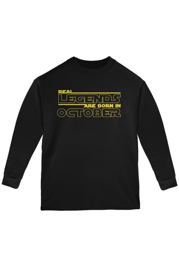 Real Legends are Born in October Youth Long Sleeve T Shirt Black YMD