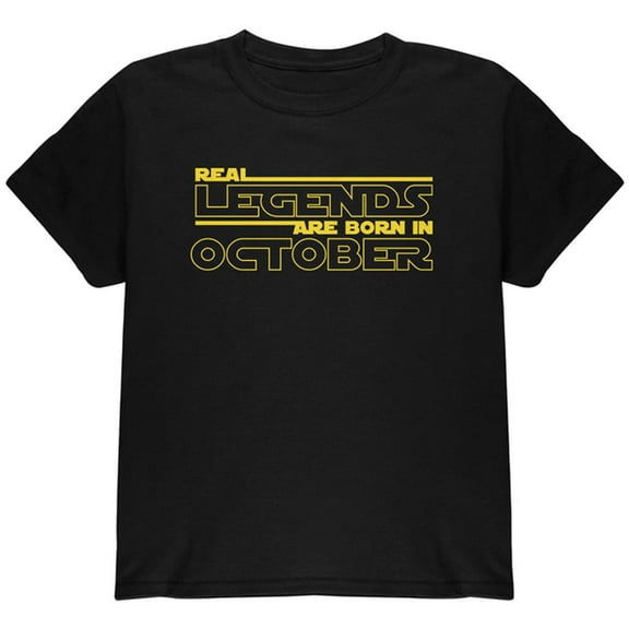 Real Legends are Born in October Youth T Shirt Black YXL