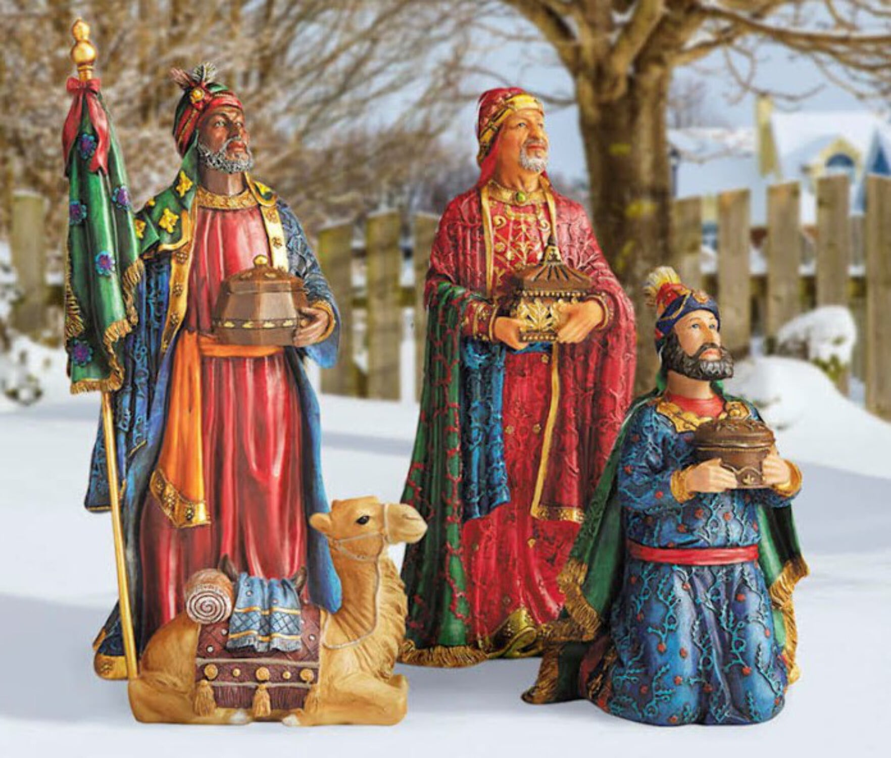 Ceramic Wise Men & Camel, outlet HandPainted, Large Nativity Set, Bethlehem, Christmas, Religious, Brown Figurine, Brown Camel, Offering the Gifts