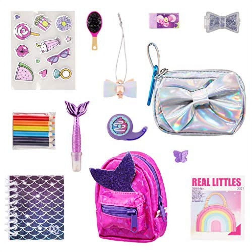 2 Pieces Mini Doll Backpack Toys with 12 Stationery Surprises Inside,  Collectible Mini Backpack for Doll with Carabiner, Doll School Supplies  Best