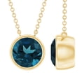 thumbnail image 1 of Real London Blue Topaz Solitaire Necklace for Women - 8 mm - AAA Grade, 10K Yellow Gold, 1 of 8