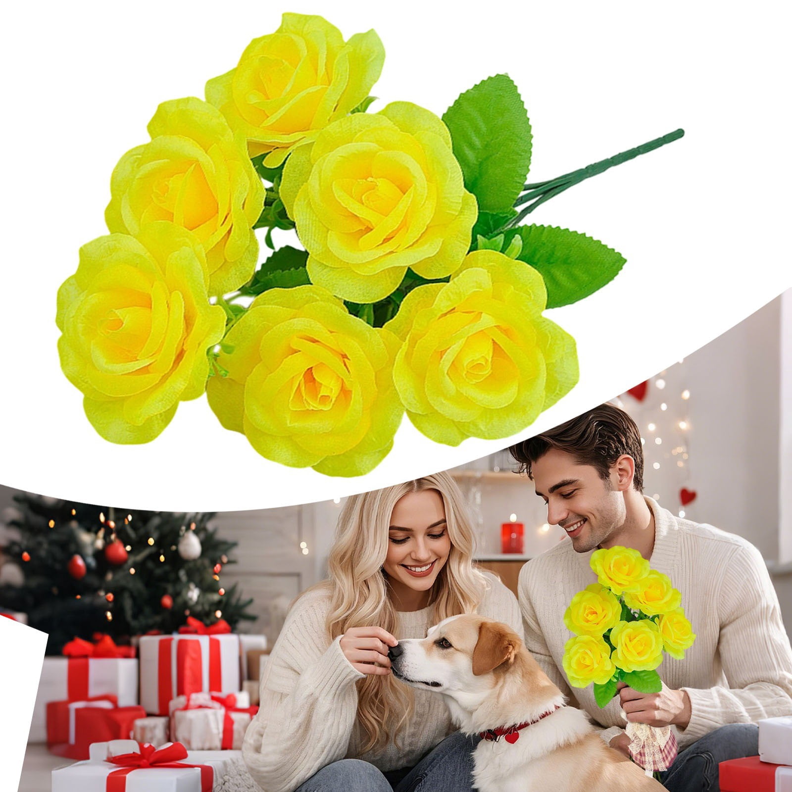 Real Looking Artificial Yellow 6 Heads Roses with Short Stems 12.59 — free download