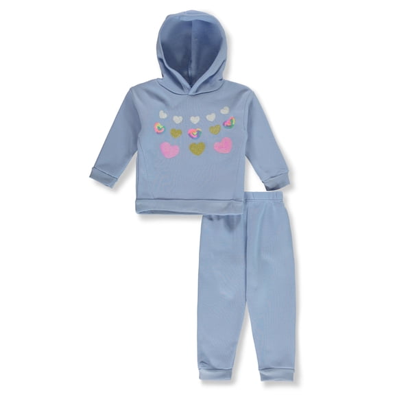 Real Love Baby Girls' 2-Piece Hearts Hoodie Set Outfit Color: blue Size: 18 months