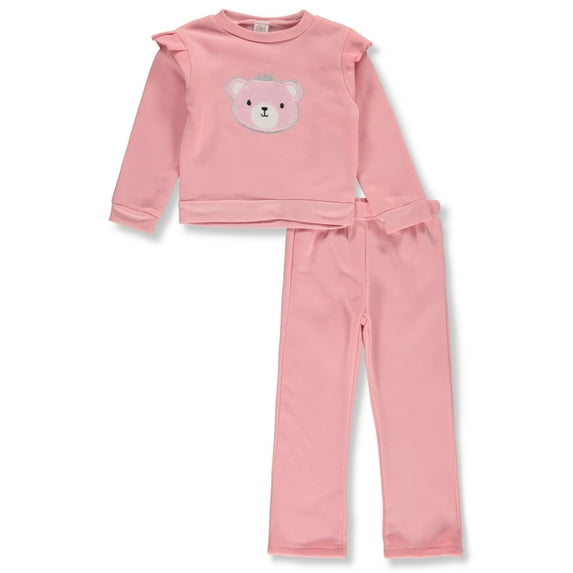 Real Love Girls' 2-Piece Bear Joggers Set Outfit Color: candy pink Size: 6x