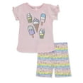 thumbnail image 1 of Real Love Girls' 2-Piece Bike Shorts Set Outfit Color: pink Size: 6x, 1 of 1
