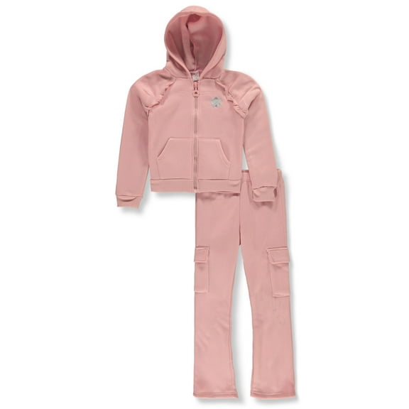 Real Love Girls' 2-Piece Fleece Pants Set Outfit Color: coral Size: 4