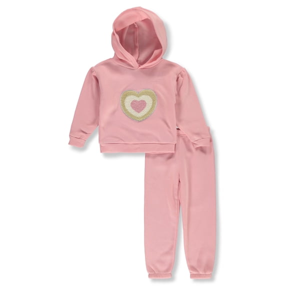 Real Love Girls' 2-Piece Heart Joggers Set Outfit Color: multi Size: 2t