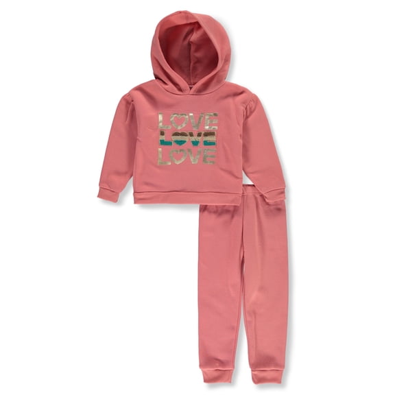 Real Love Girls' 2-Piece Rainbow Joggers Set Outfit Color: peach multi Size: 4t