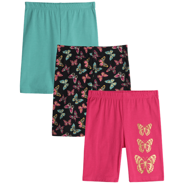 Real Love Girls' Active Shorts 3 Pack Cute Fashion Bike Shorts