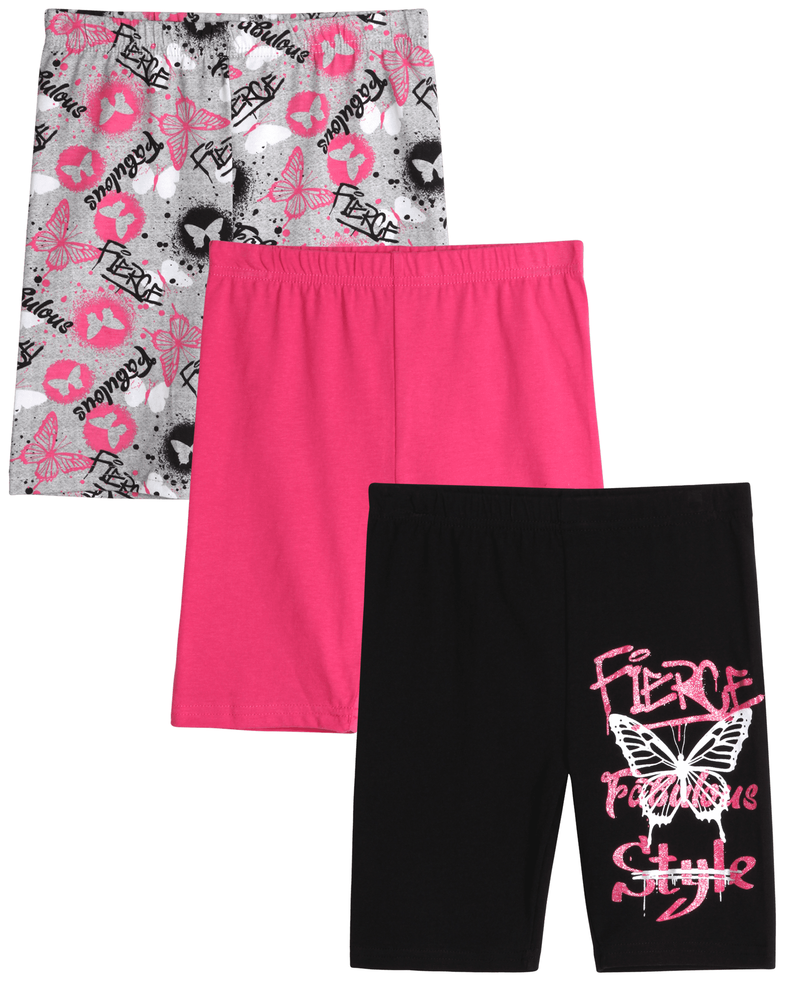 Real Love Girls' Active Shorts 3 Pack Cute Fashion Bike Shorts