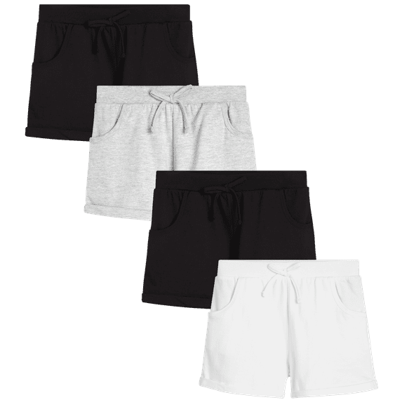 Real Love Girls' Active Shorts - 4 Pack Cuffed French Terry Sweat Shorts (Size: 7-16)