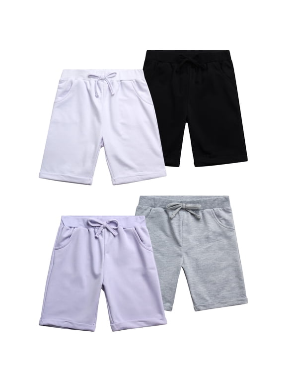 Girls Active Shorts Lightweight French Terry Bermuda Shorts with Elastic Waistband